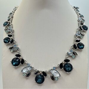Vera Wang Silver Tone Blue Crystal Statement Necklace